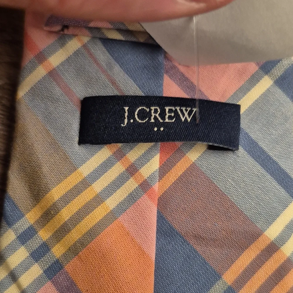 J CREW Preppy Spring Pink Blue Grey Gold Plaid Skinny‎ Mens Cotton Tie NEW